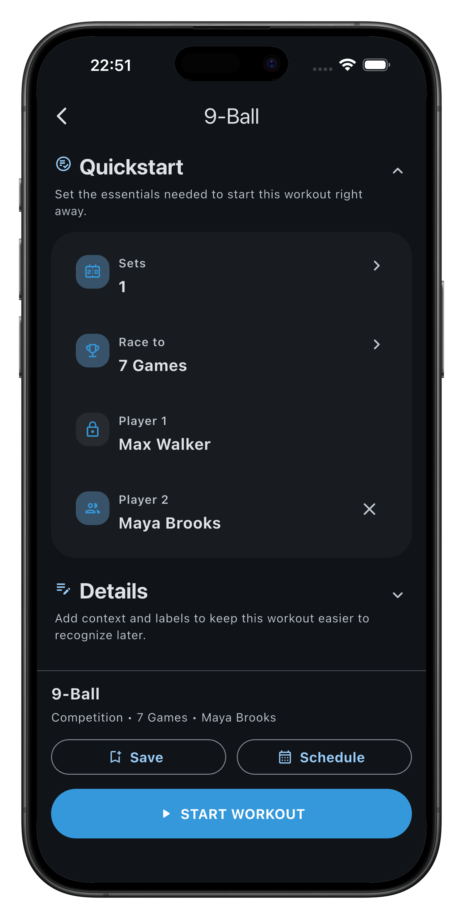 BilliardManager sessions overview on tablet